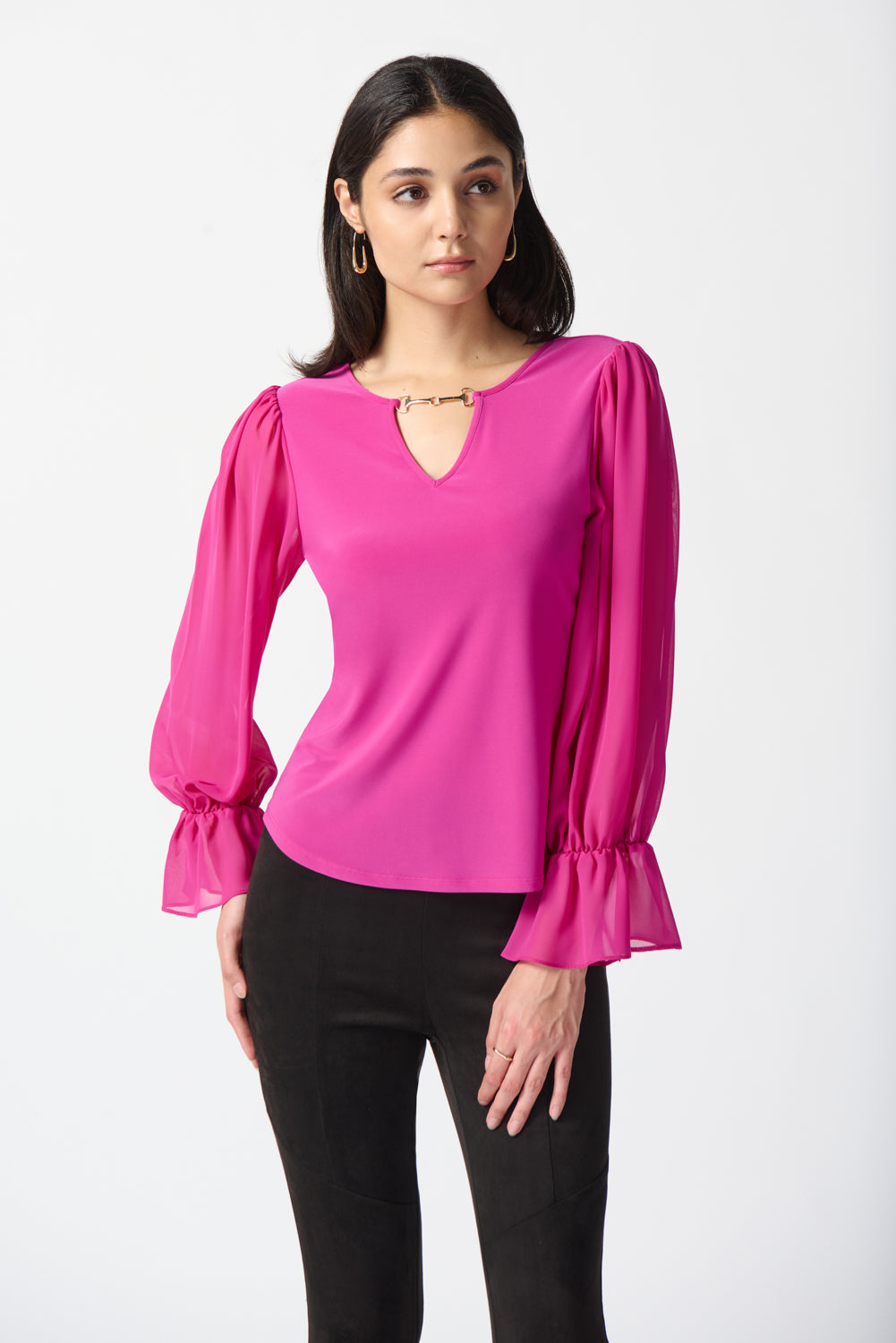 Joseph Ribkoff Opulence Ruffle Sleeve Top Style 233111 – DECABANA