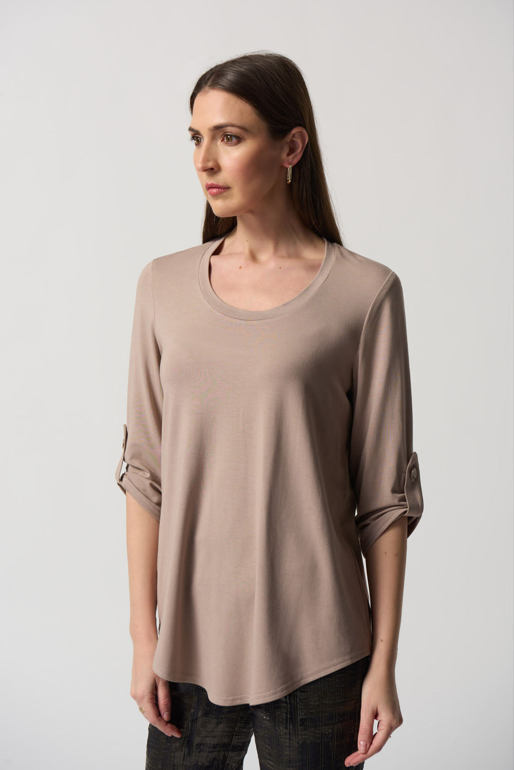 Joseph Ribkoff Latte Boxy Jersey Top Style 233134