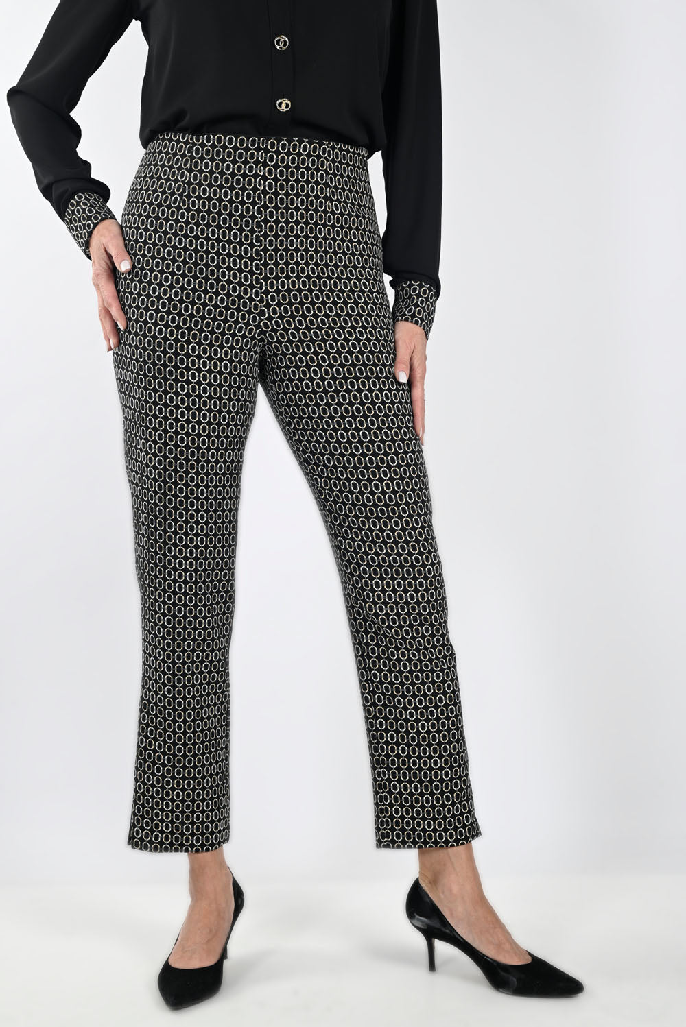 Frank Lyman Black/Beige Pull On Pants Style 233151