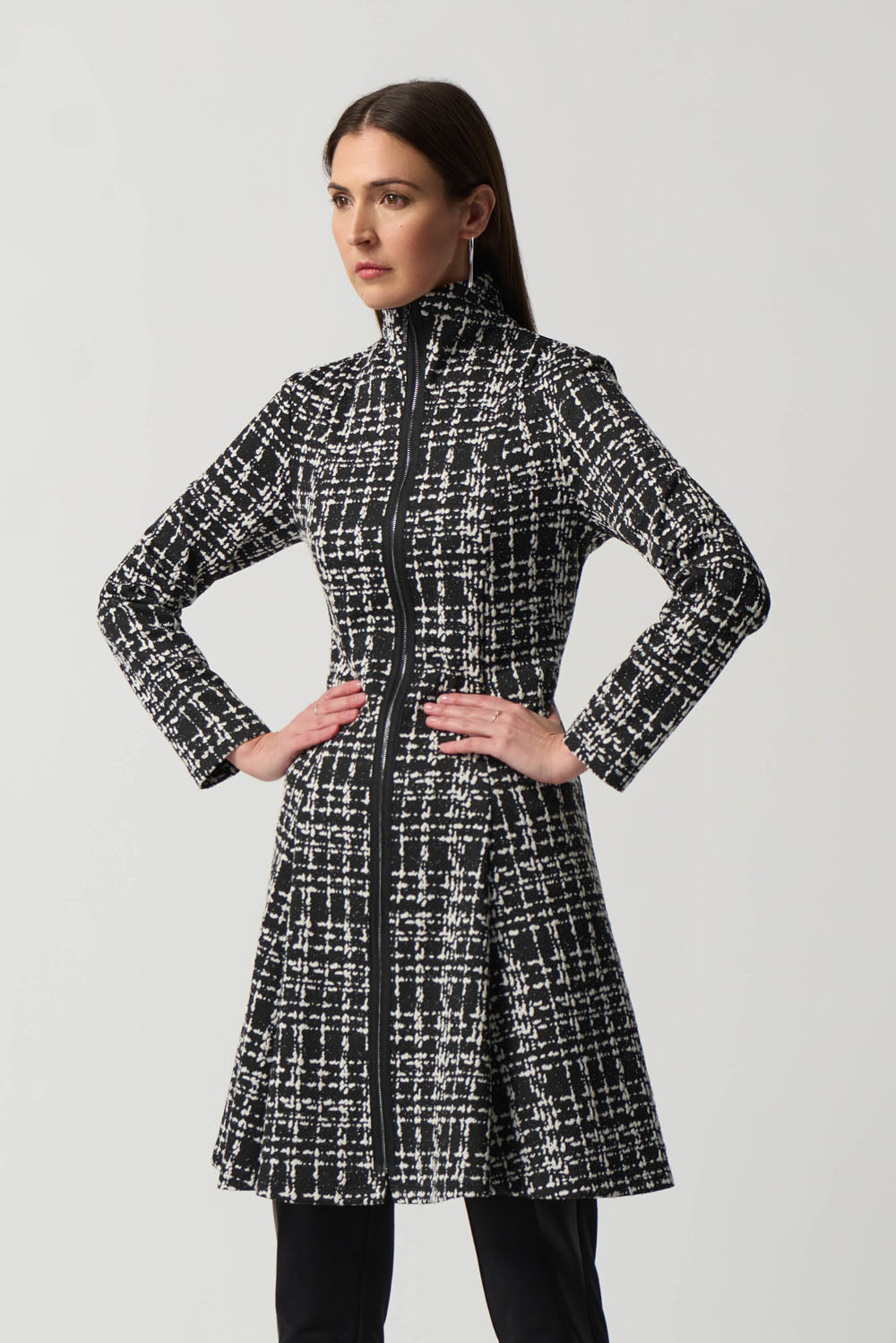 Joseph Ribkoff Black/White Plaid Coat Style 233167