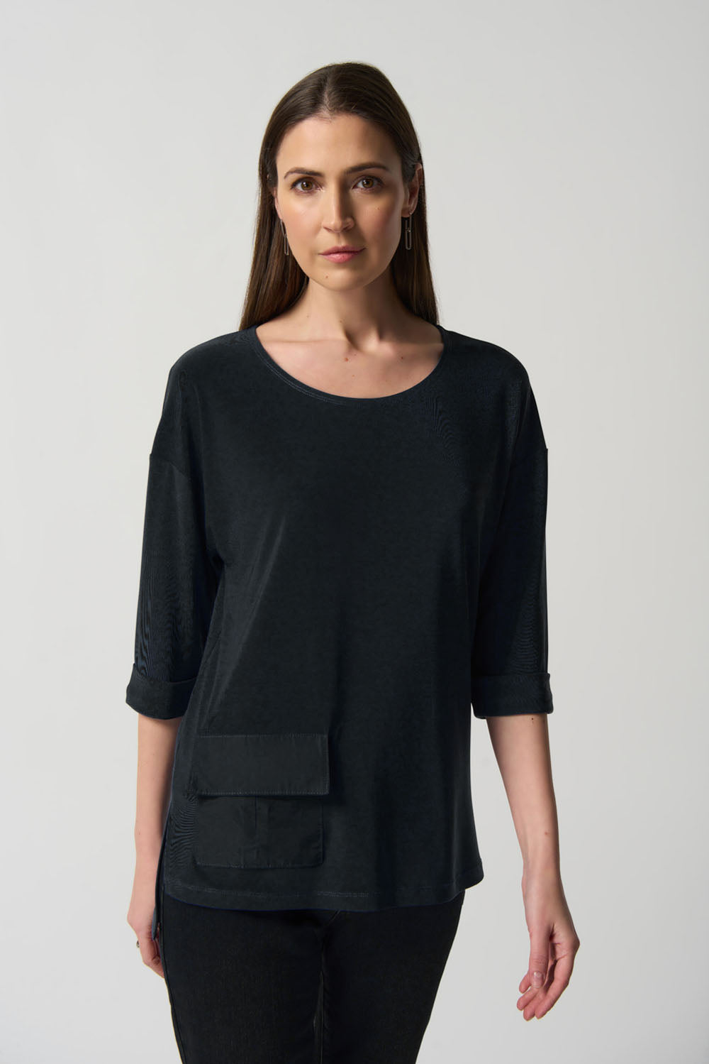 Joseph Ribkoff Black Dolman Sleeve Boxy Top Style 233186
