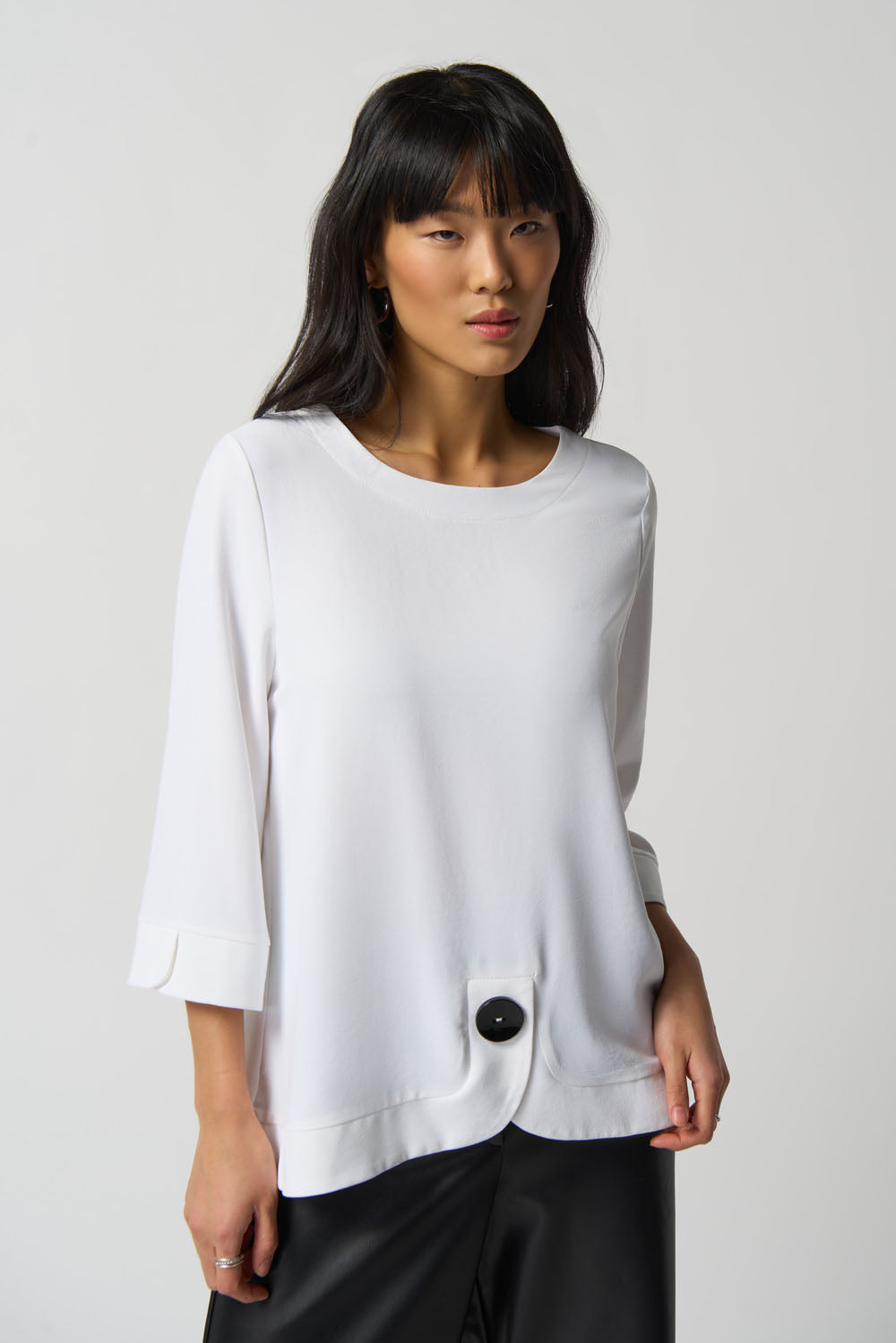 Joseph Ribkoff Vanilla Trapeze Top With Single Button Style 233206