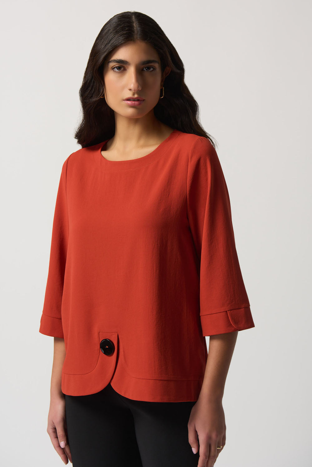 Joseph Ribkoff Tandoori Trapeze Top With Single Button Style 233206