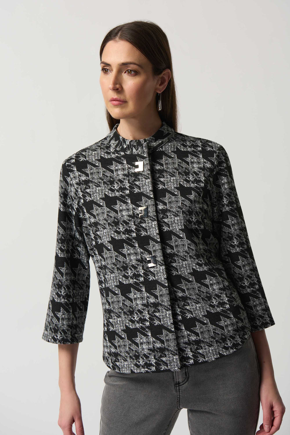 Joseph Ribkoff Black/White Houndstooth Jacket Style 233208