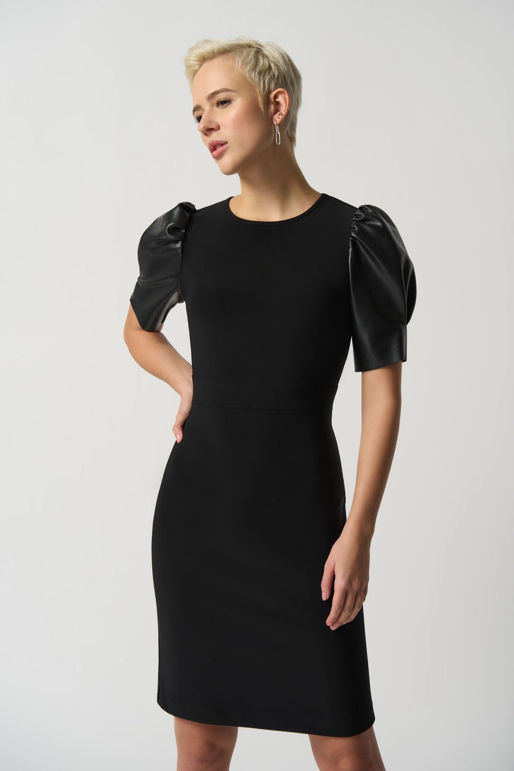 Joseph Ribkoff Black Puff Sleeve Shift Dress Style 233213