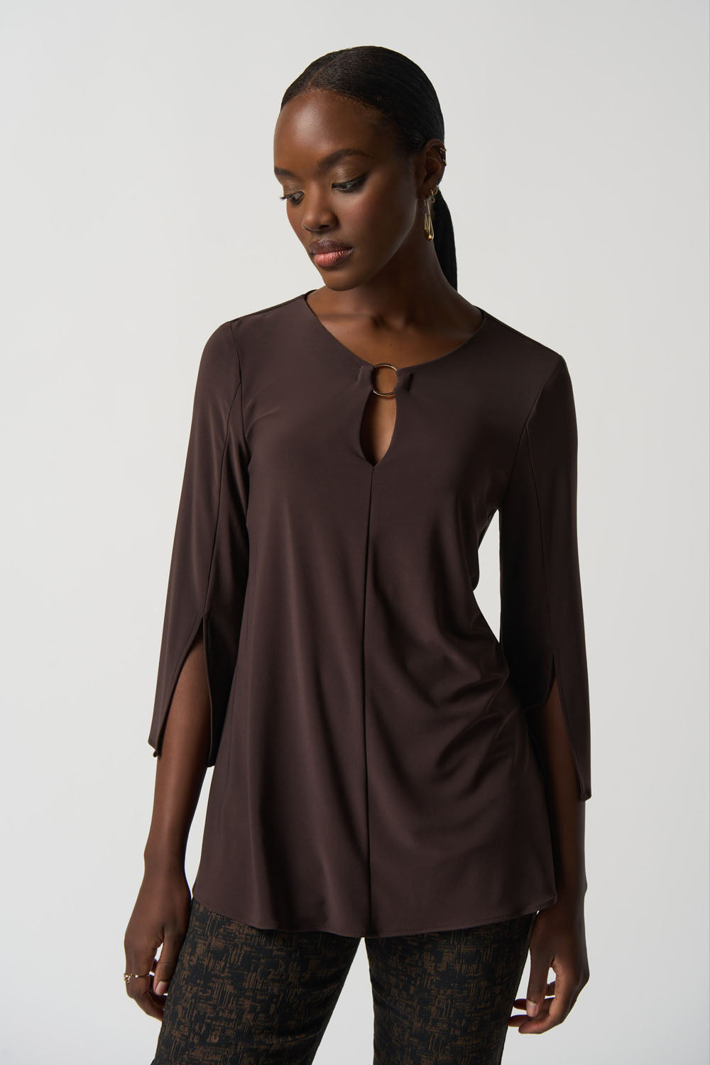 Joseph Ribkoff Mocha Trapeze Tunic Style 233253