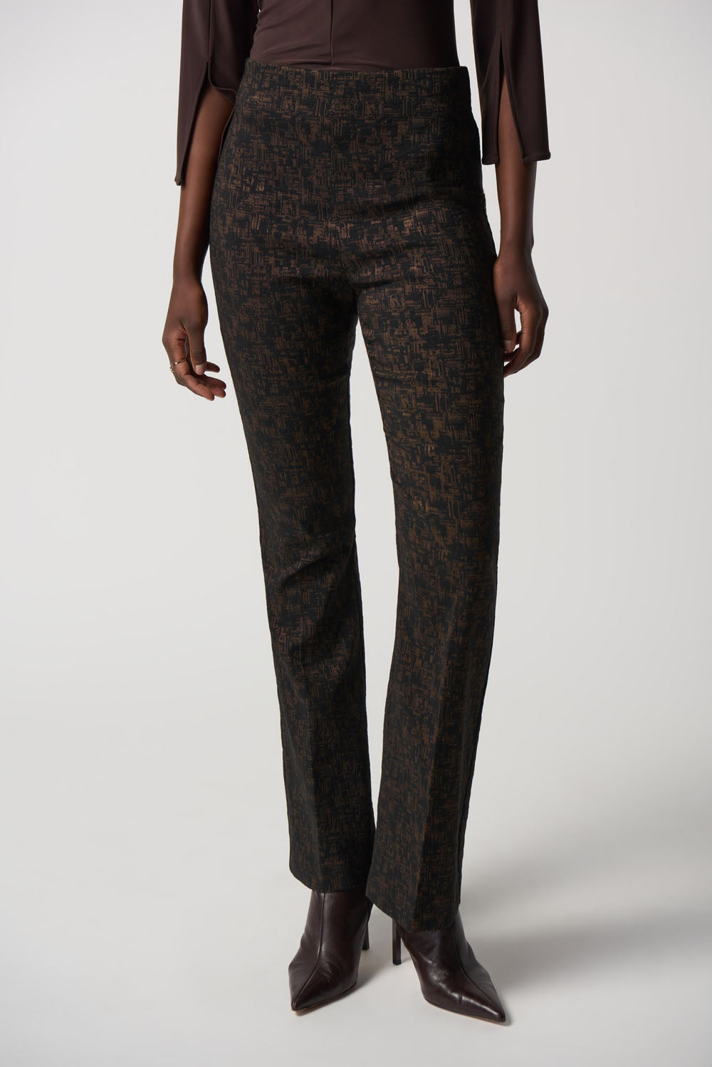 Joseph Ribkoff Black/Brown Ponte de Roma Flare Pants Style 233283