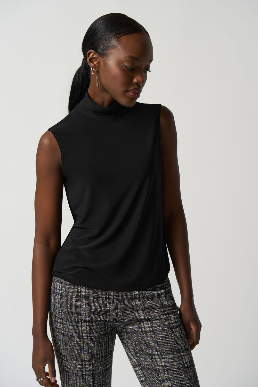 Joseph Ribkoff Black Mock Neck Sleeveless Top Style 233298