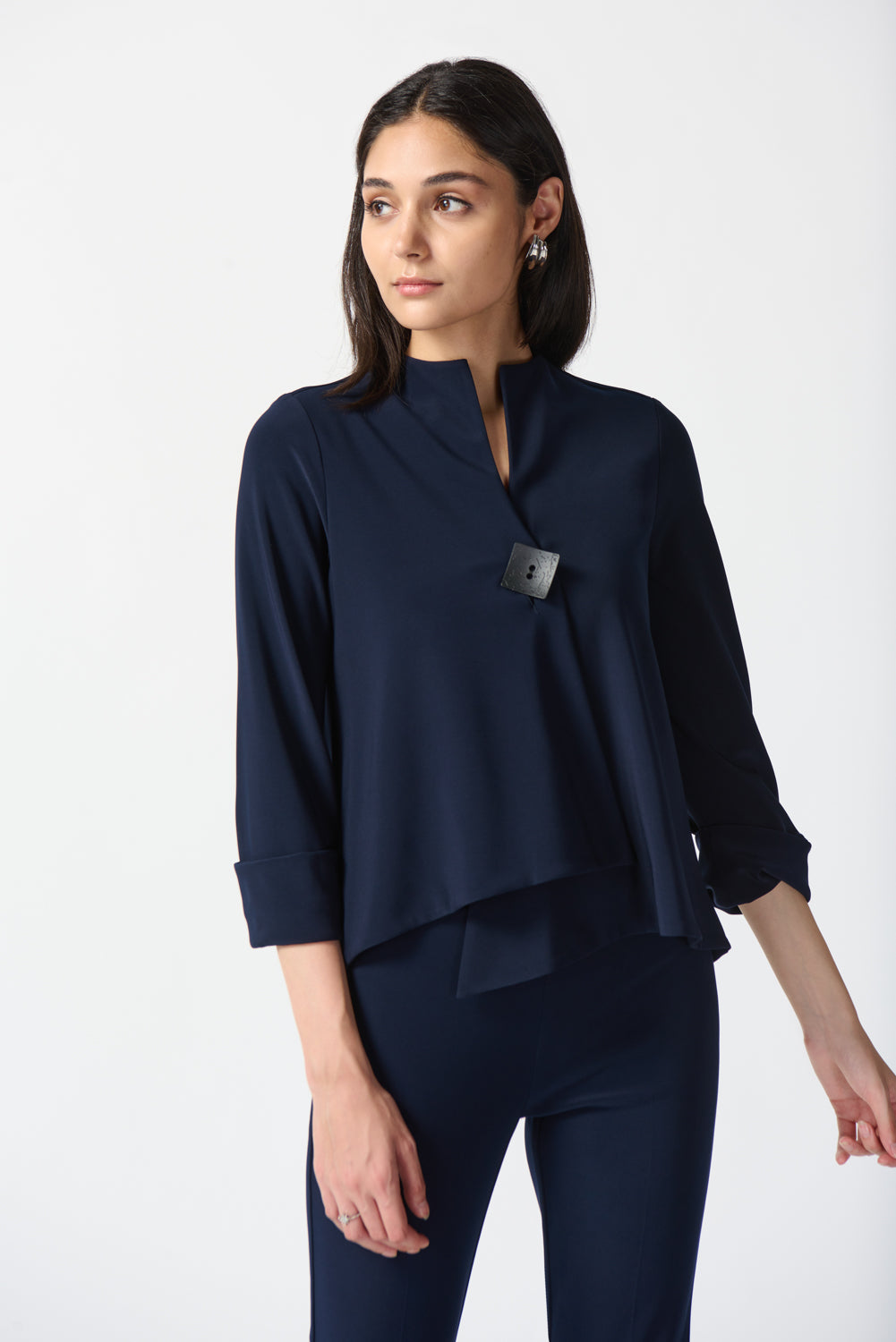 Joseph Ribkoff Midnight Blue Scoop Neck Swing Jacket Style 233303