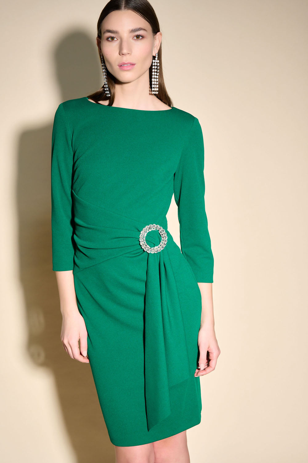 Joseph Ribkoff True Emerald Buckle Sheath Dress Style 233702