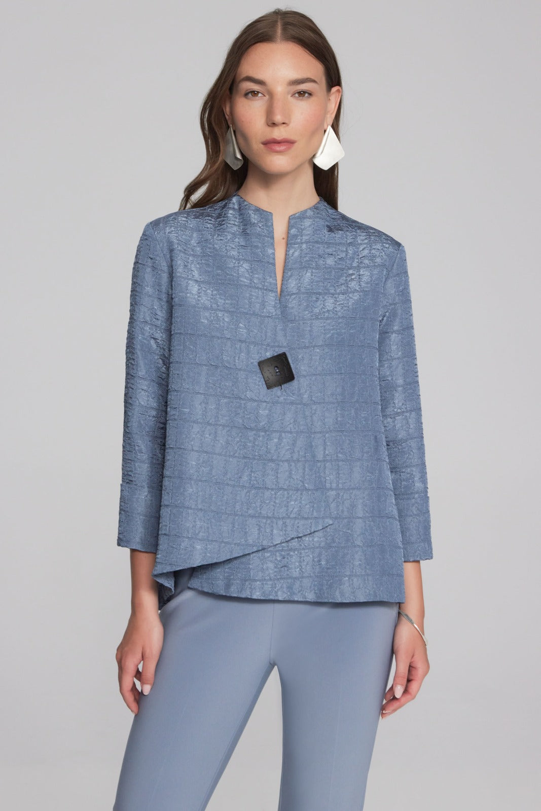 Joseph Ribkoff Serenity Blue Mock Neck Swing Jacket Style 233792