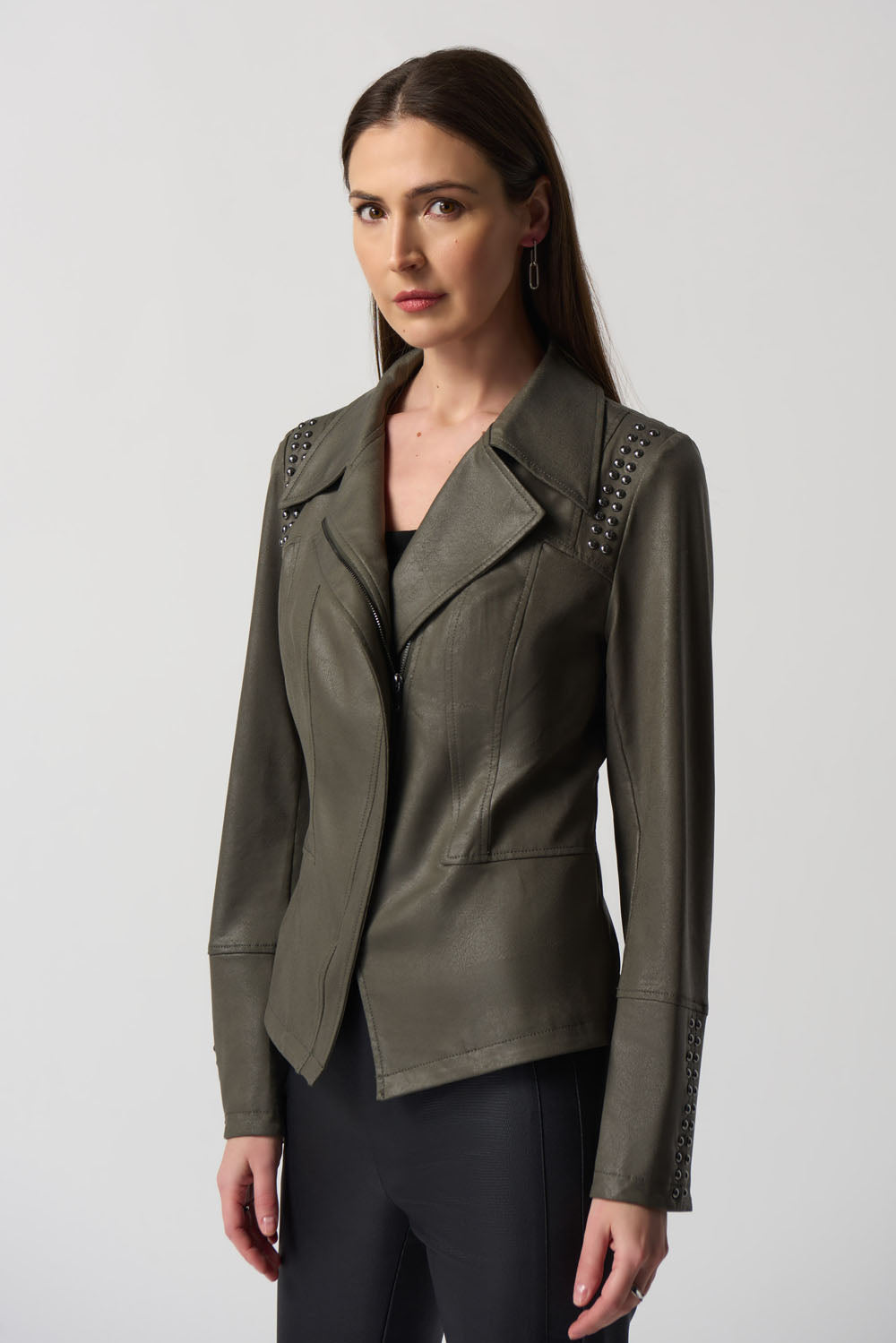 Joseph Ribkoff Avocado Notched Collar Jacket Style 233926