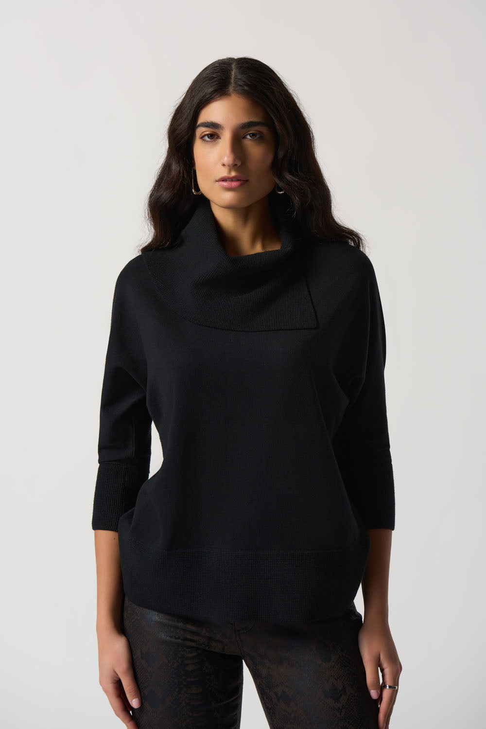 Joseph Ribkoff Black Asymmetrical Sweater Style 233955