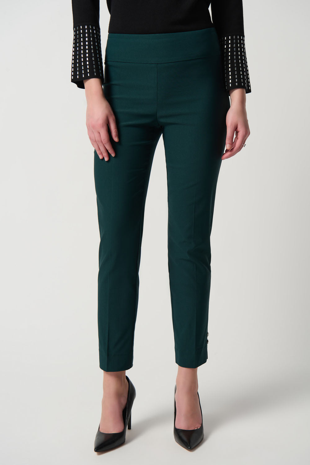 Joseph Ribkoff Alpine Green Pull-On-Pant With Rhinestone Detail Style 234072