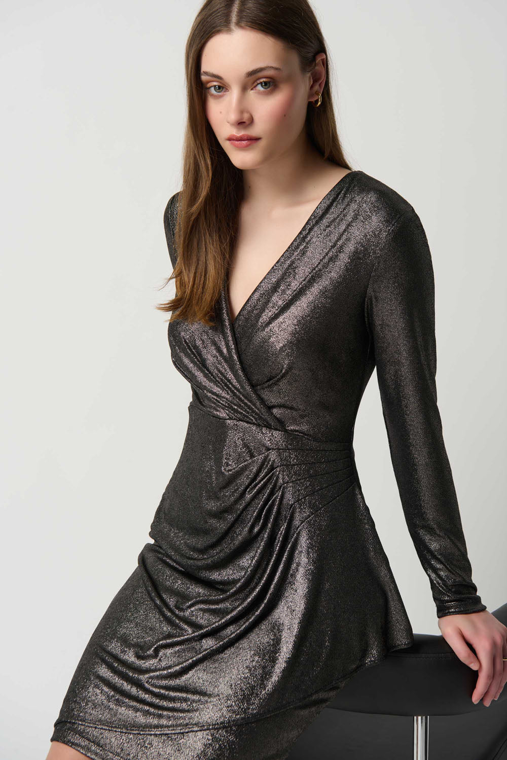 pewter satin dress TFNC halter neck maxi dress with tie front detail in pewter satin