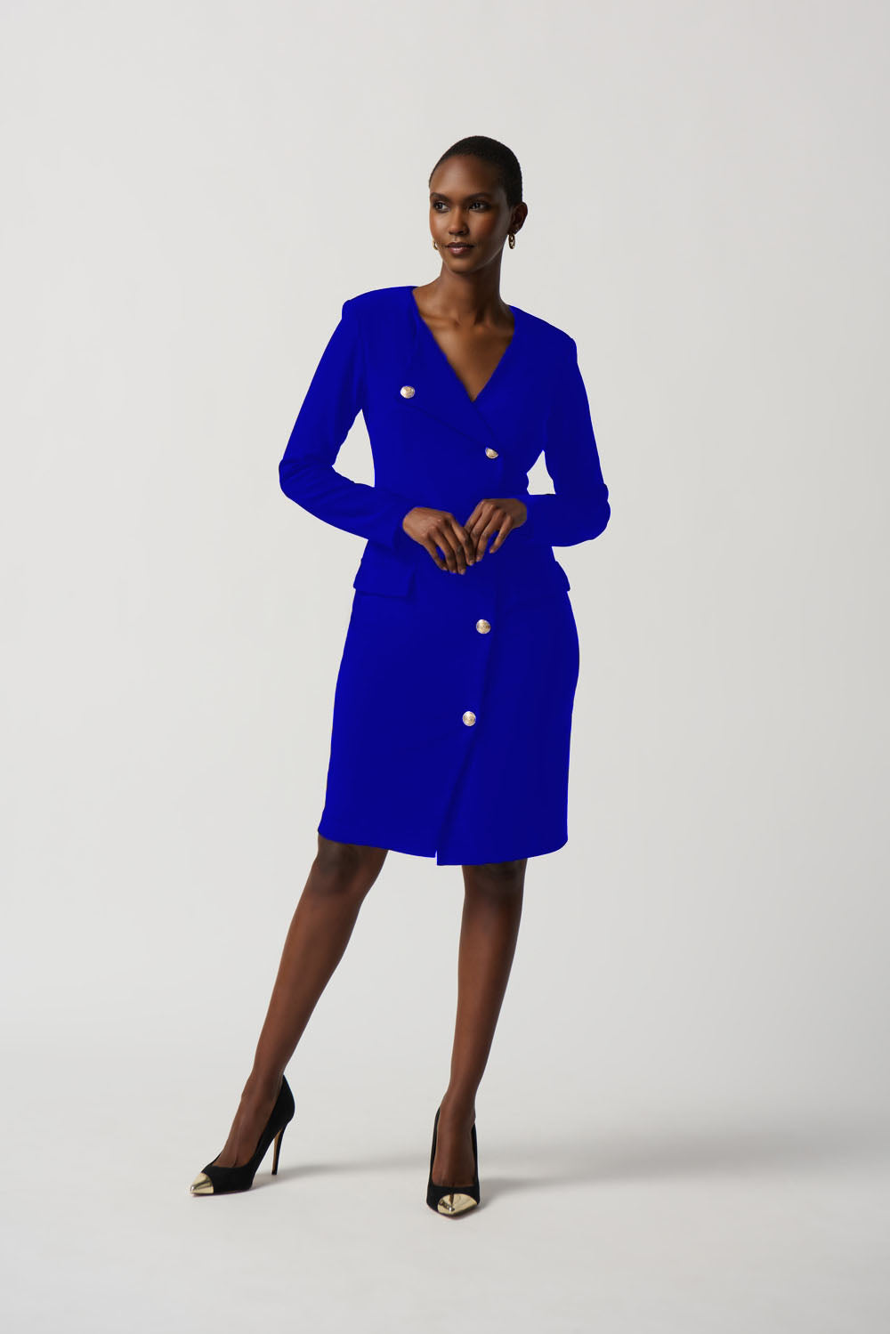 Joseph Ribkoff Royal Sapphire Asymmetrical Silky Knit Blazer Dress Style 234153