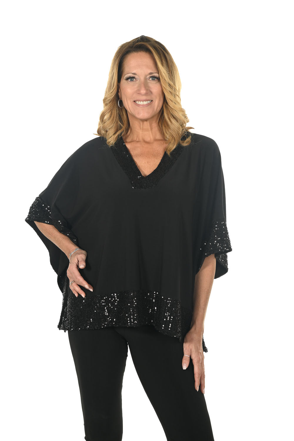 Frank Lyman Black Top with V-neckline Style 234243