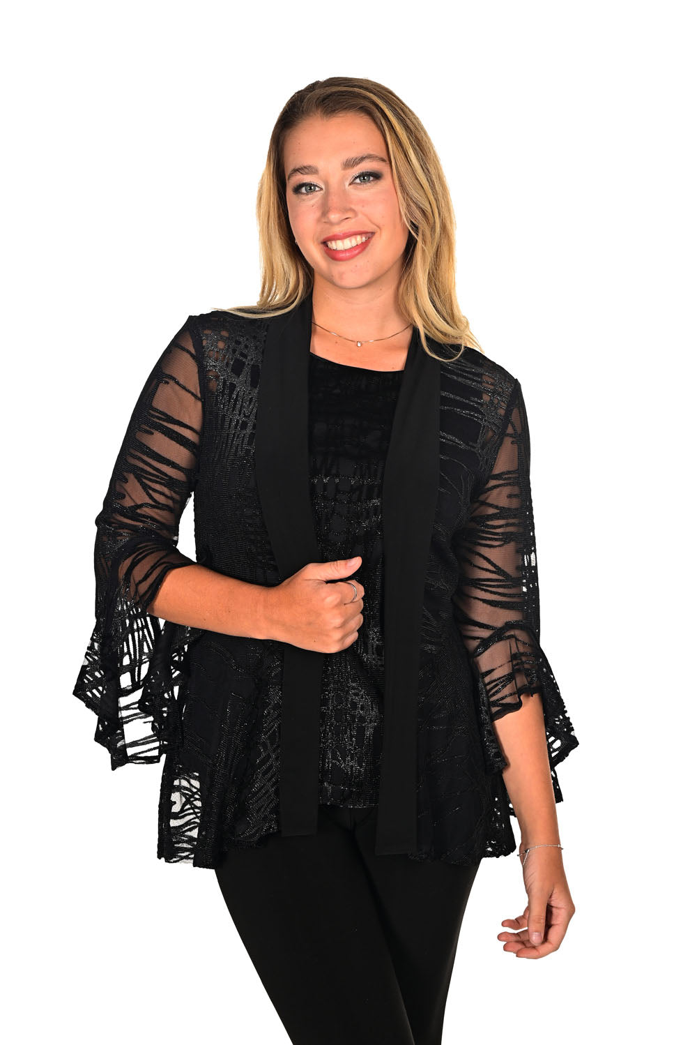 Frank Lyman Black/Silver Knit Cardigan Style 234325