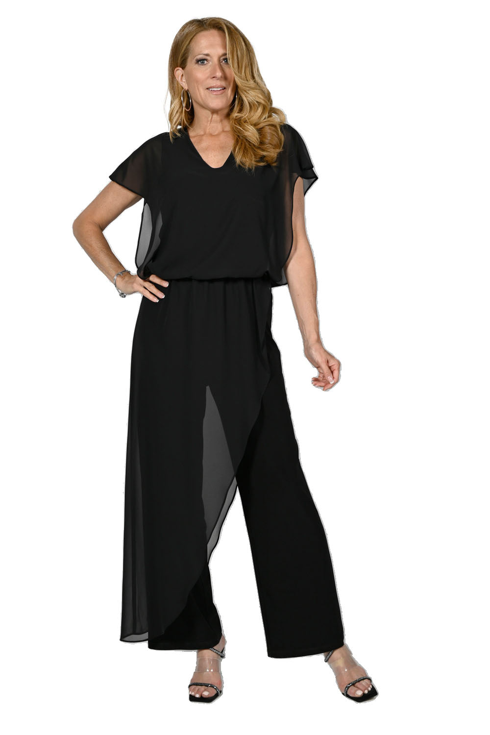 Frank Lyman Black Knit Jumpsuit Style 236009