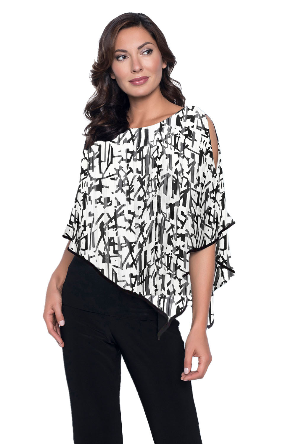 Frank Lyman Off-White/Black Woven Top Style 236246