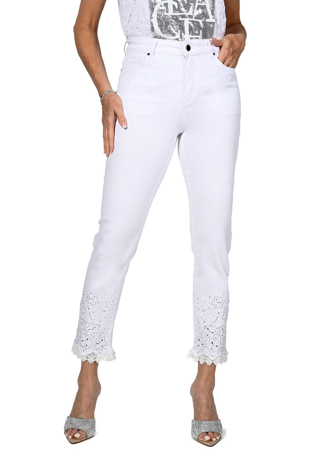 Frank Lyman White Denim Jean Pants Style 236630U