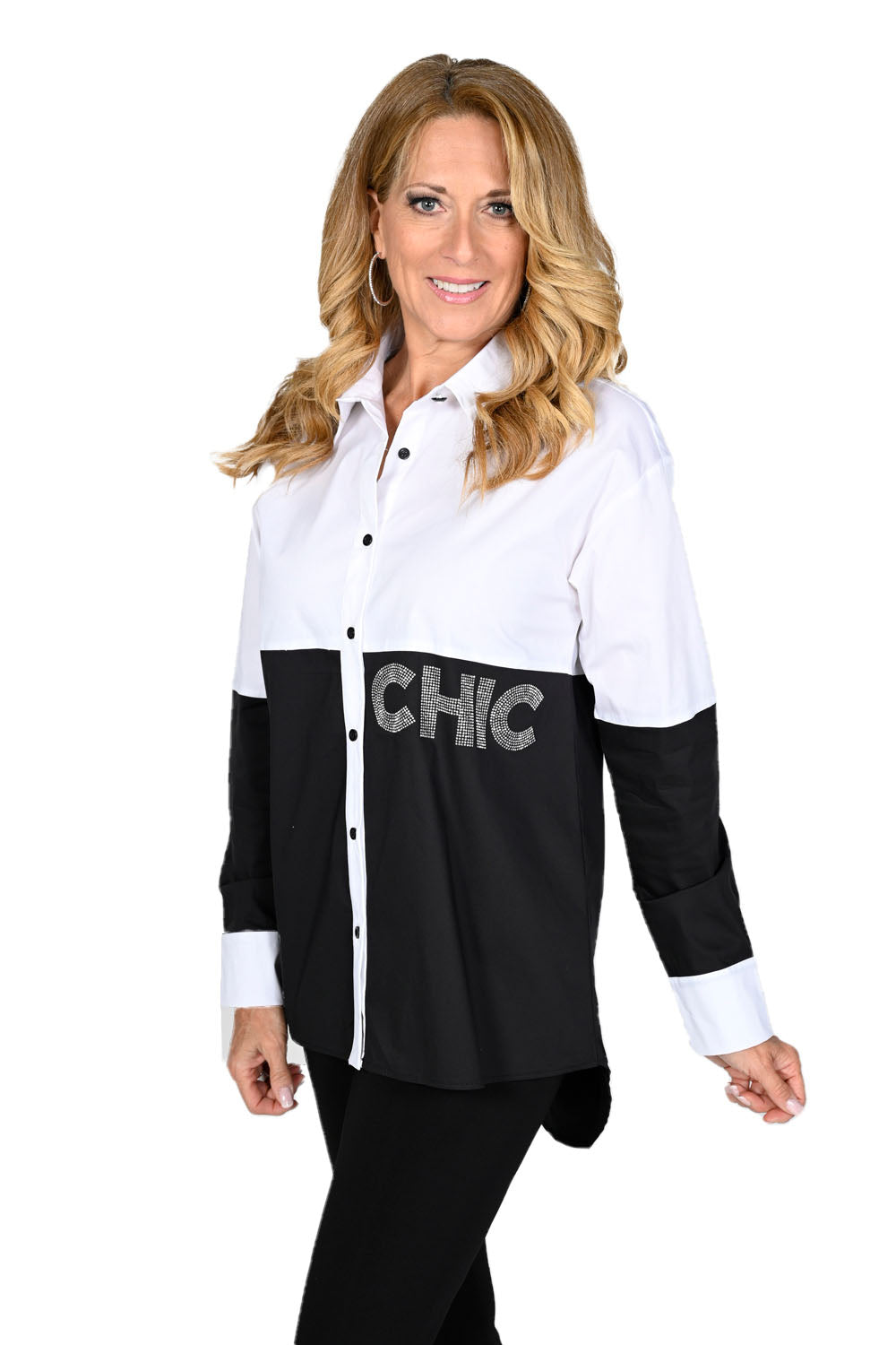 Frank Lyman White/Black Woven Blouse Style 236679U
