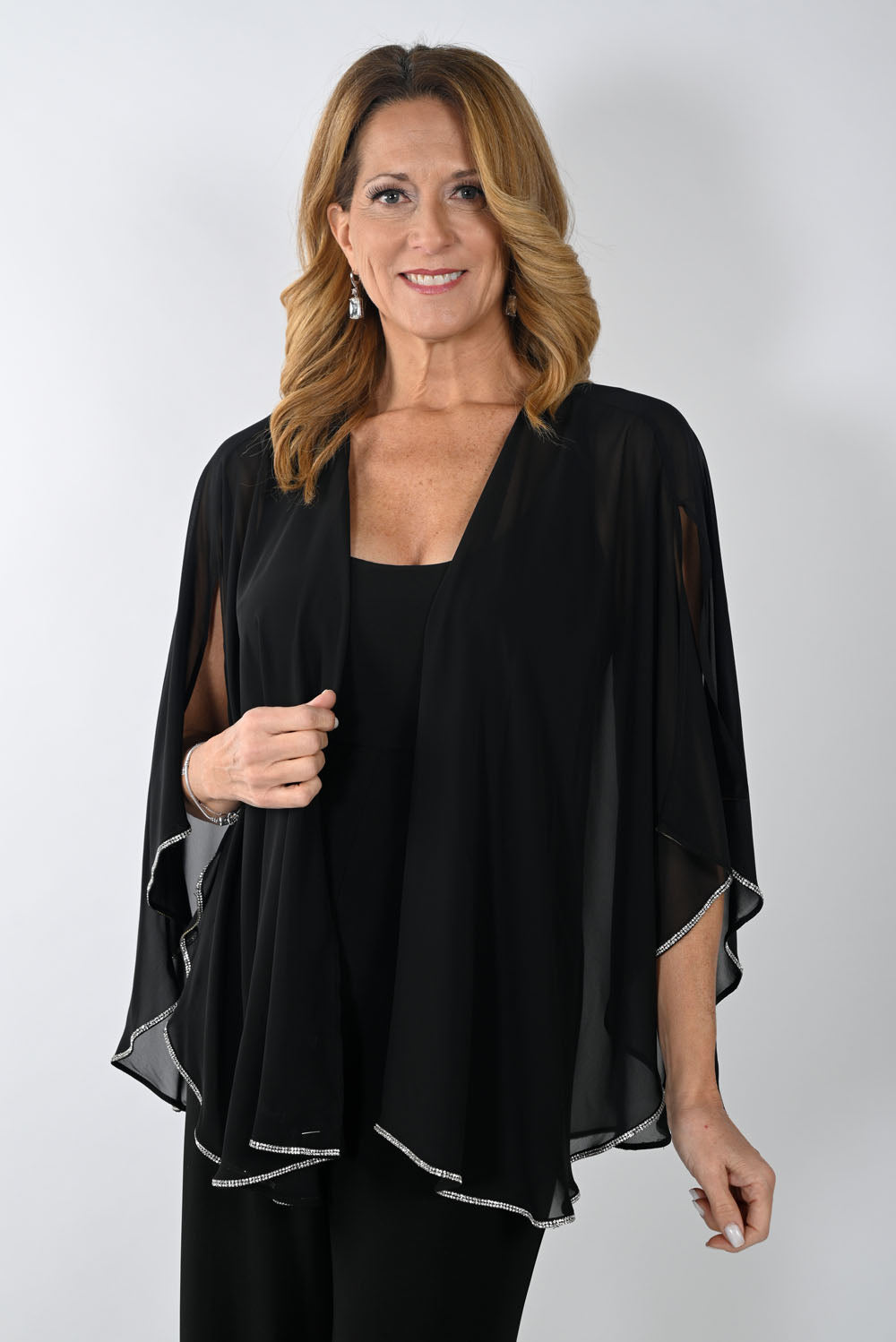 Frank Lyman Black Chiffon Cape Style 239124