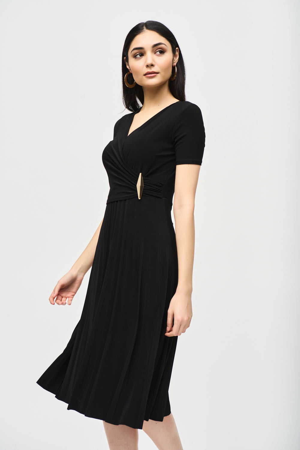 black pleated wrap dress Sofia Black Pleated Wrap Dress| Italian Dresses 40/ US 6 / Black