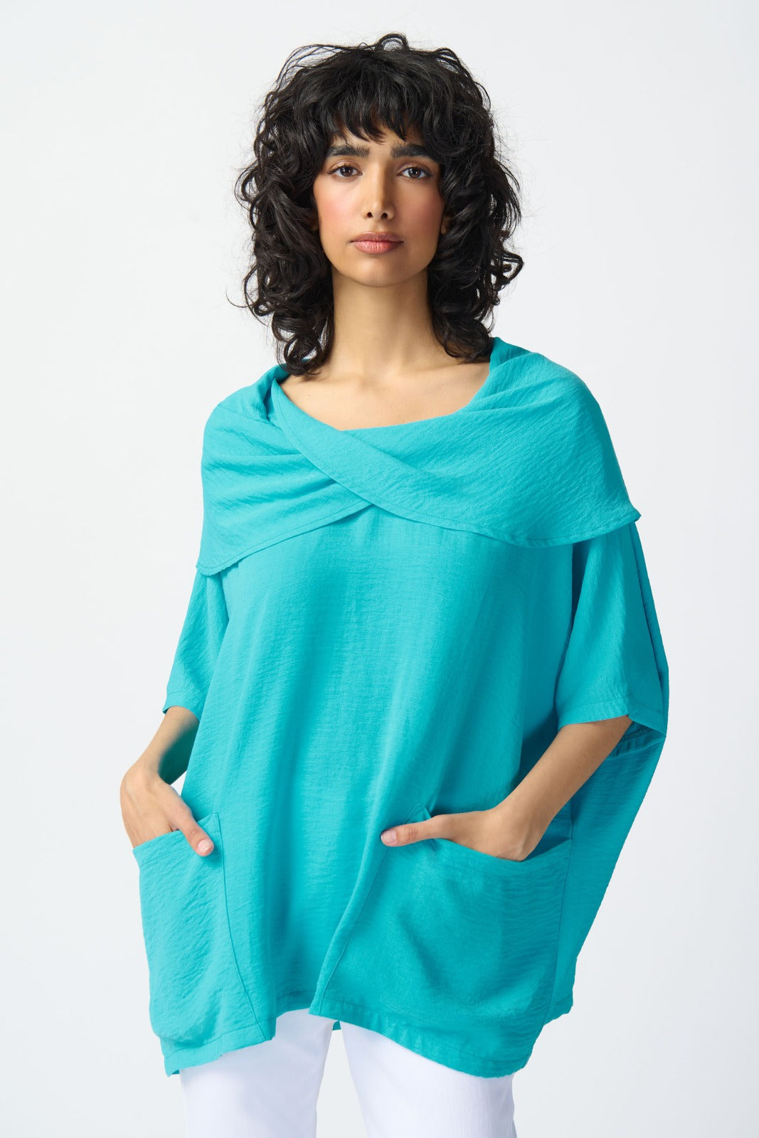 Joseph Ribkoff Seaview Gauze Cowl Neck Tunic Style 241043