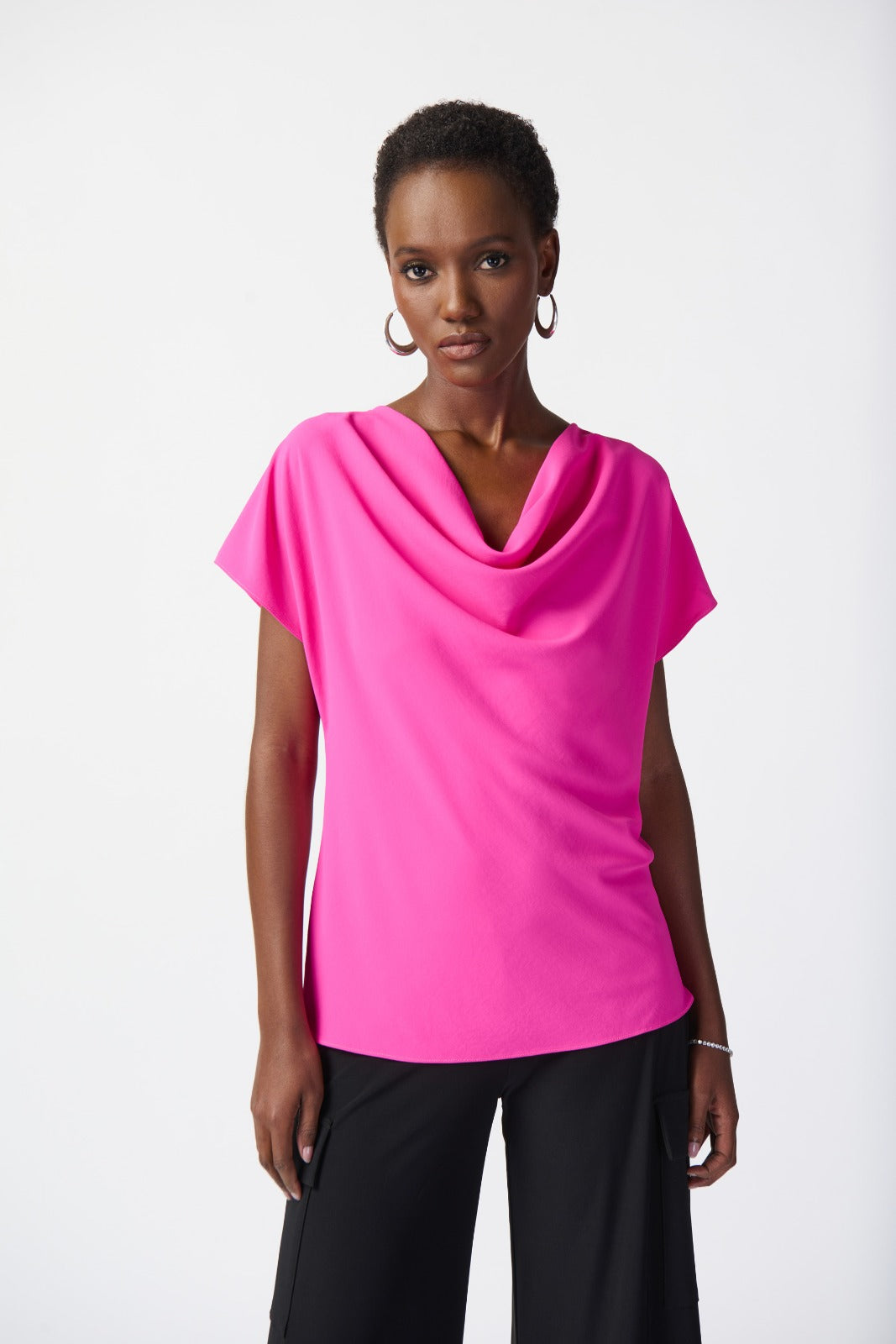 Joseph Ribkoff Ultra Pink Cowl Neck Top Style 241099