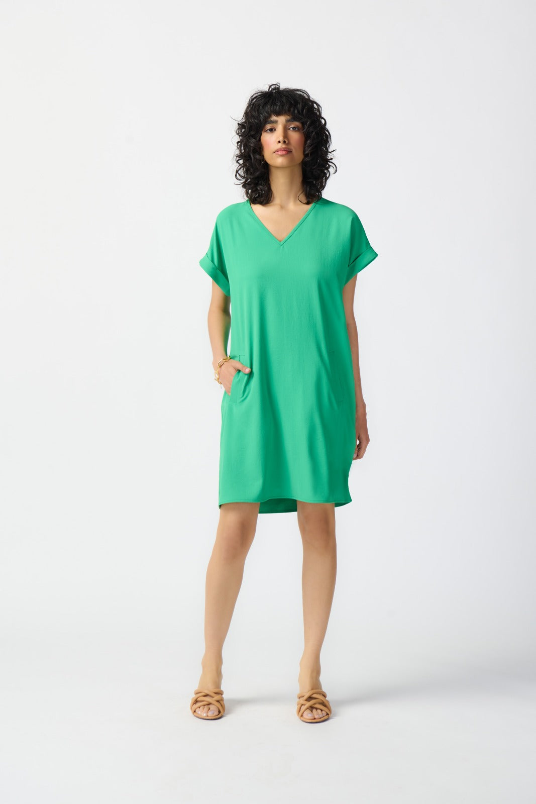 Joseph Ribkoff Island Green Stretch Straight Dress Style 241129