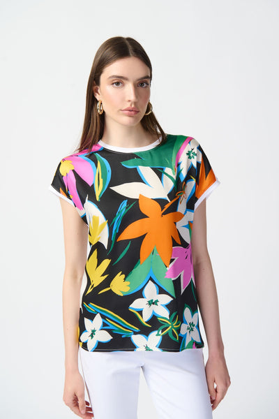 Joseph Ribkoff Vanilla/Multi Floral Print Top Style 241137 – DECABANA
