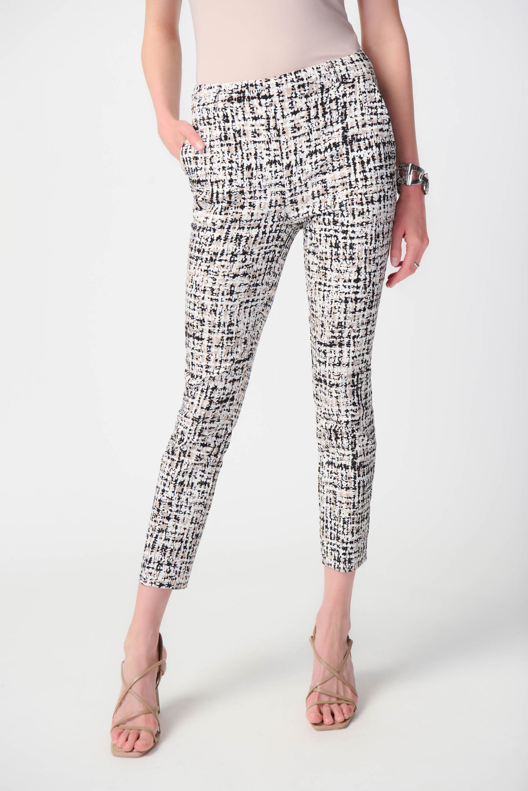 Joseph Ribkoff Vanilla/Multi Abstract Print Pull-On Pants Style 241189