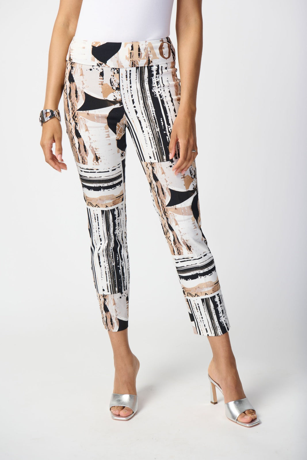 Joseph Ribkoff Vanilla/Multi Cropped Pants Style 241265