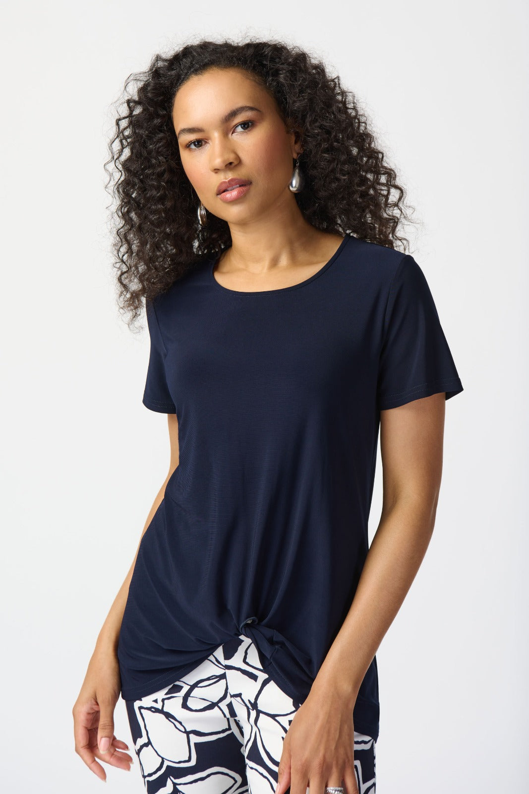 Joseph Ribkoff Midnight Blue Top with Knot Detail Style 241290