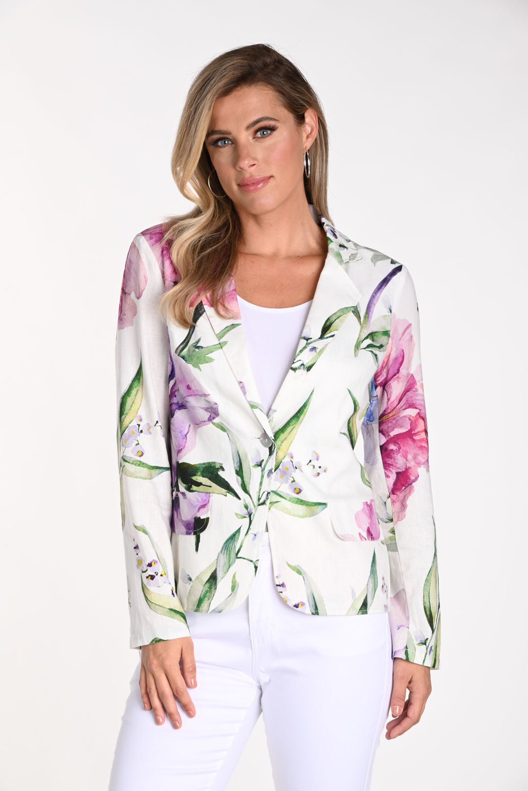 Frank Lyman Off-White/Multi Floral Print Blazer Style 241325U