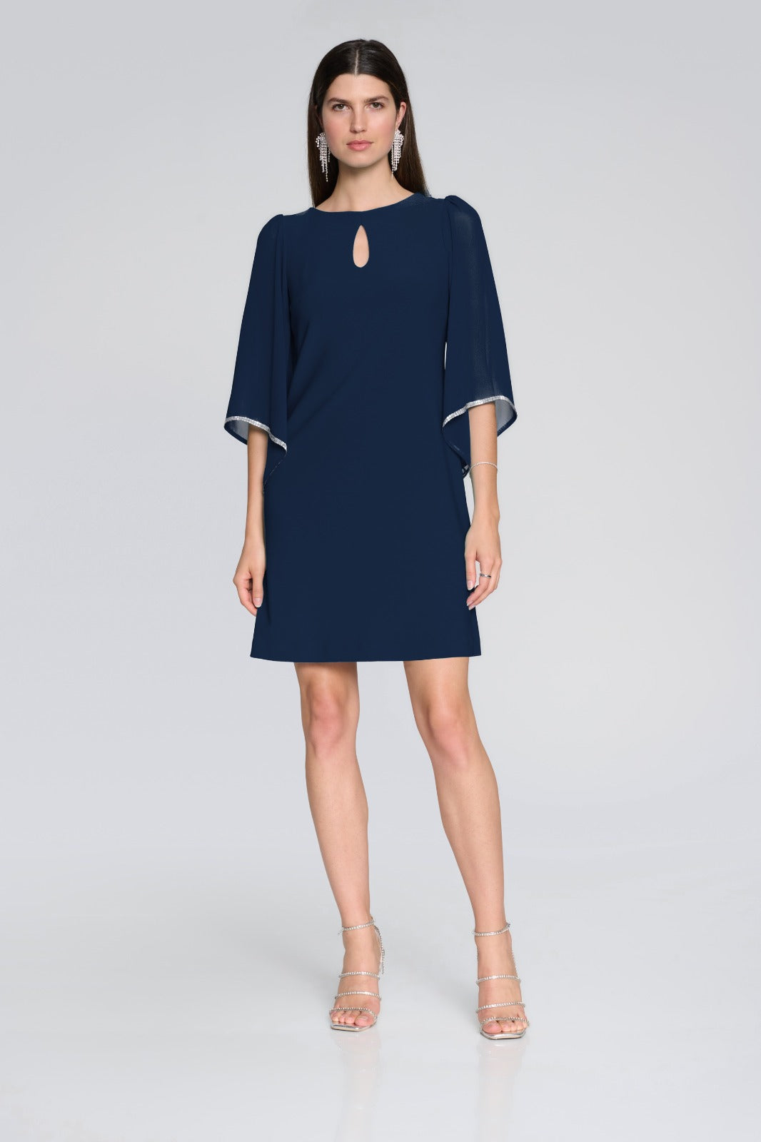 Joseph Ribkoff Midnight Blue Dress with Chiffon Sleeves Style 241709