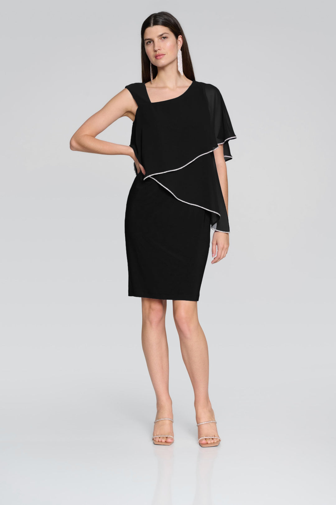 Joseph Ribkoff Black Asymmetrical Sheath Dress Style 241721