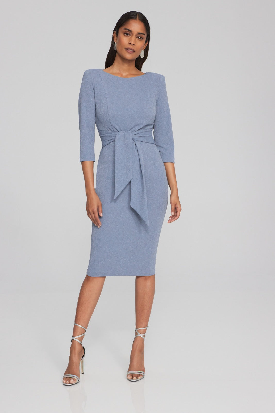 Joseph Ribkoff Serenity Blue/Silver Belted Dress Style 241728