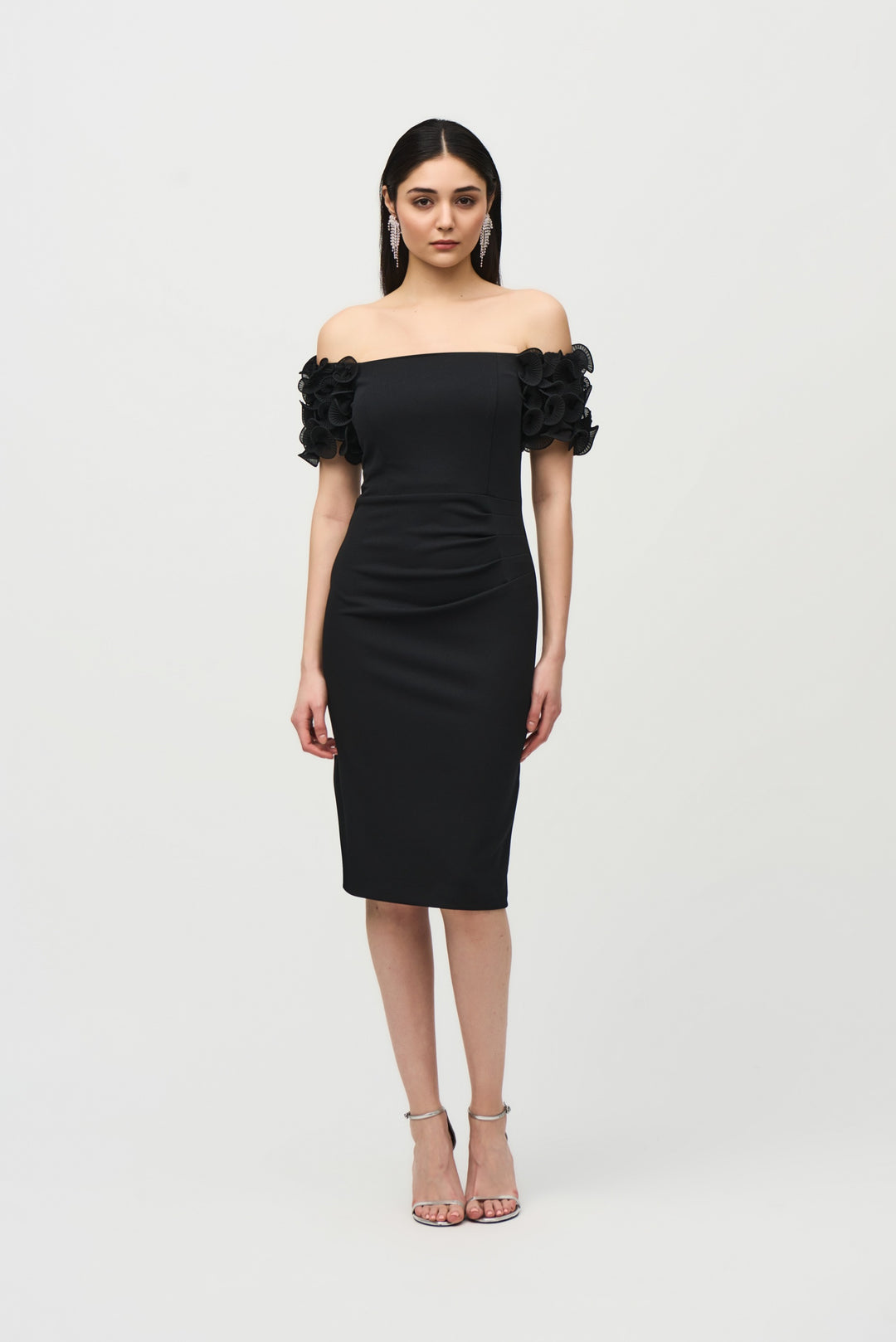 Joseph Ribkoff Black Off-the-Shoulder Sheath Dress Style 241740