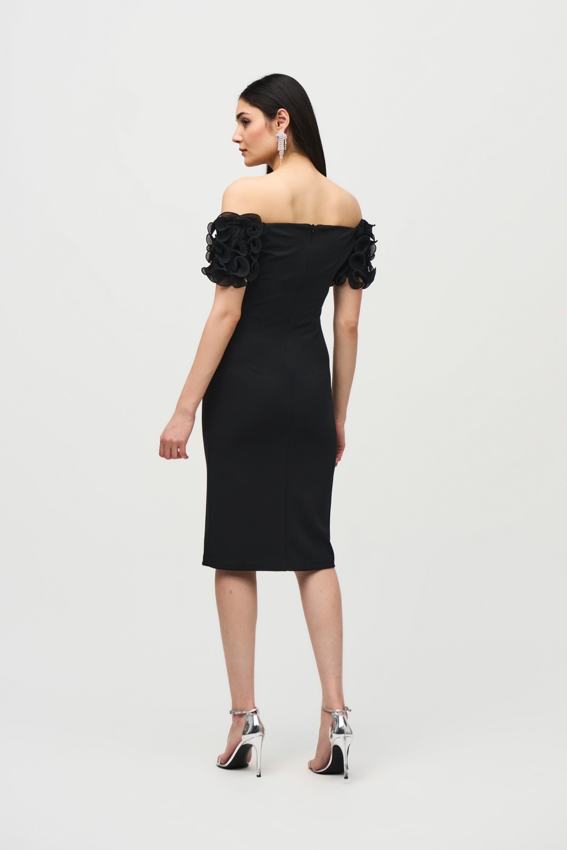 Joseph Ribkoff Black Off-the-Shoulder Sheath Dress Style 241740 DECABANA Joseph Ribkoff Black Off-the-Shoulder Sheath Dress Style 241740 DECABANA
