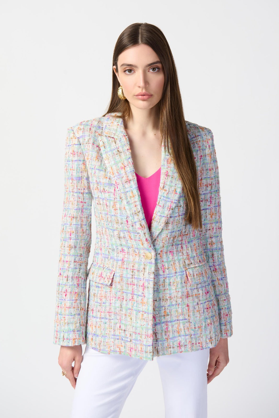 Joseph Ribkoff Multicolor Bouclé Fitted Blazer Style 241927