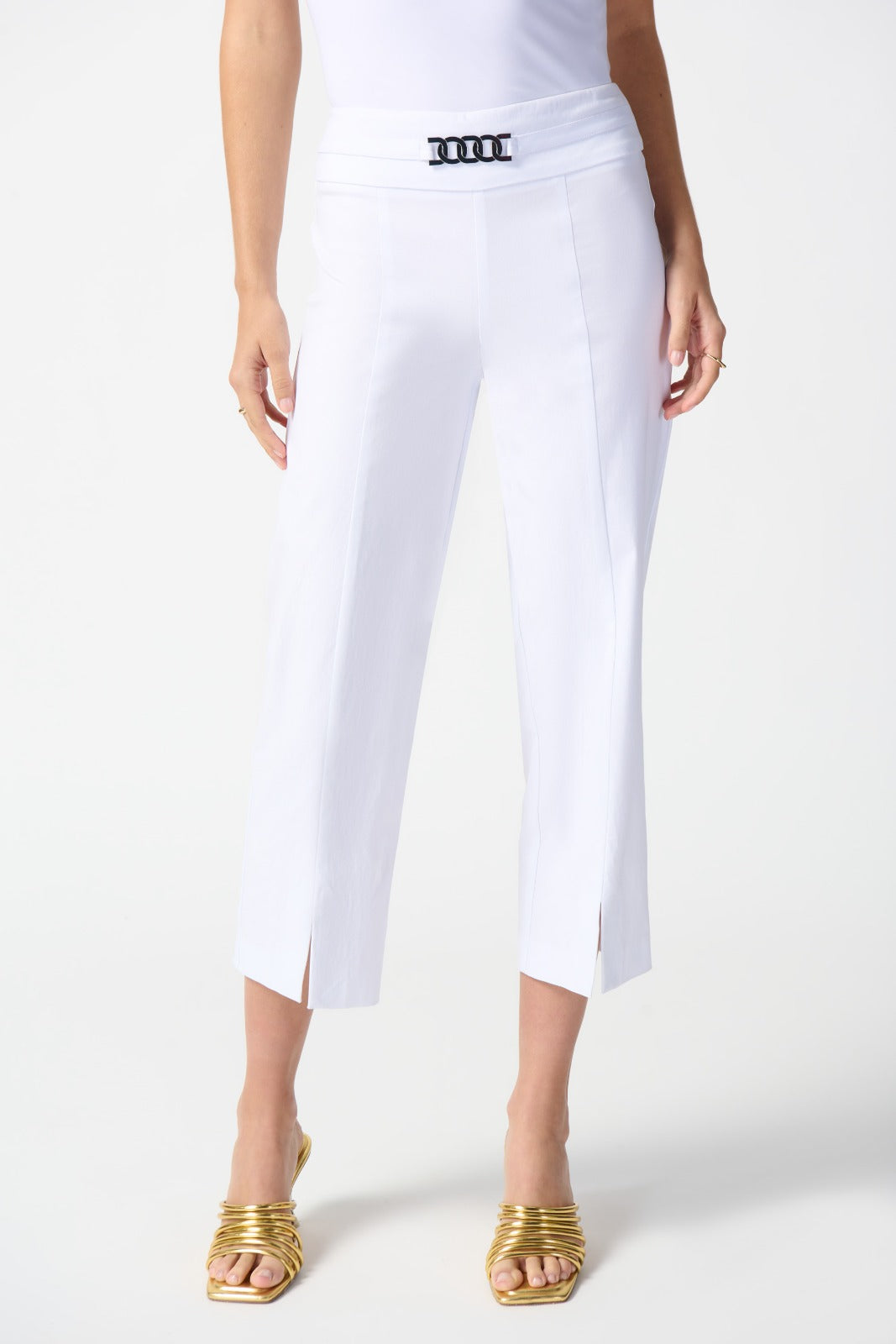 Joseph Ribkoff White Straight Crop Pants Style 242035