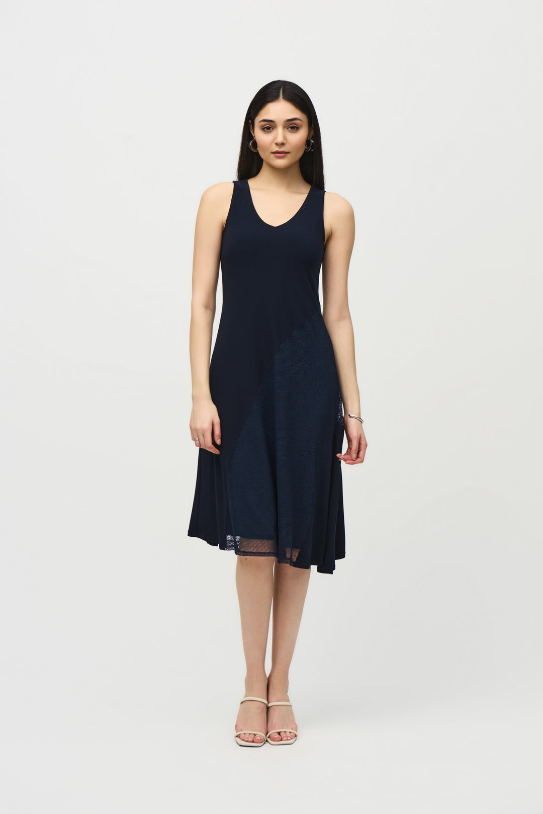 Joseph Ribkoff Midnight Blue Asymmetrical Sleeveless Dress Style 242110