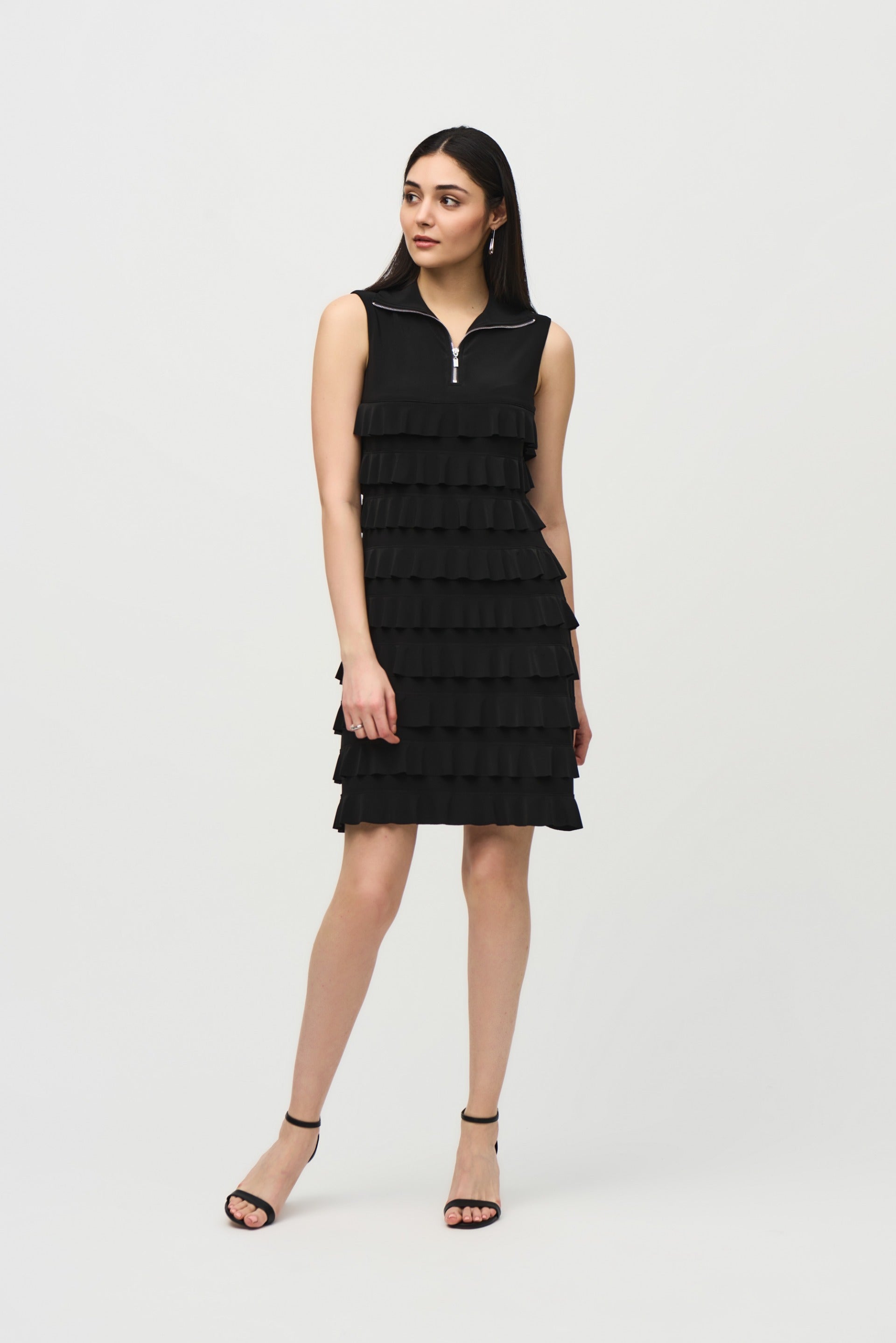 Joseph Ribkoff Ruffle Dress Joseph Ribkoff Ruffled Sleeveless Dress Style 242116 – DECABANA