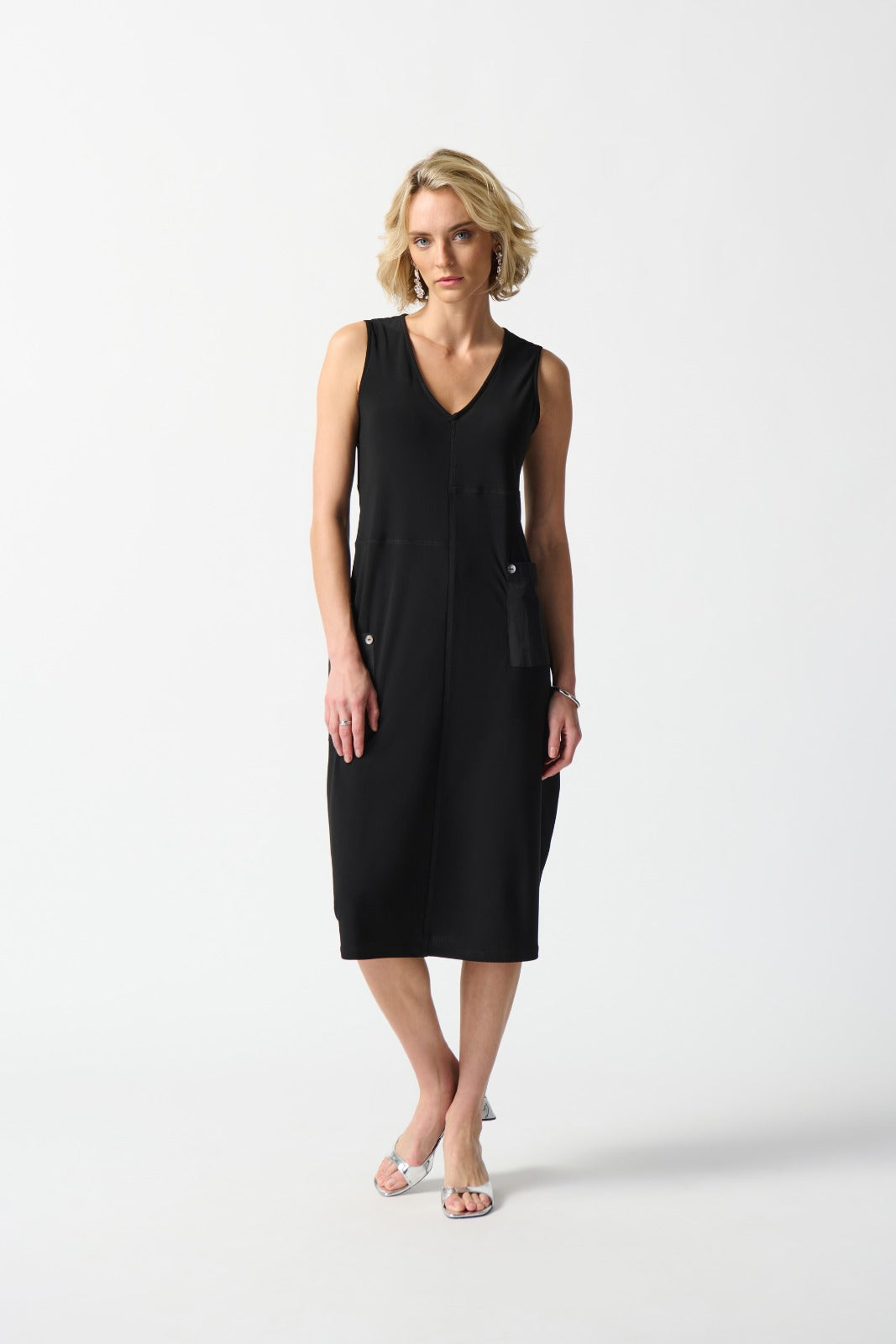 Joseph Ribkoff Black Cocoon Dress with Pockets Style 242161