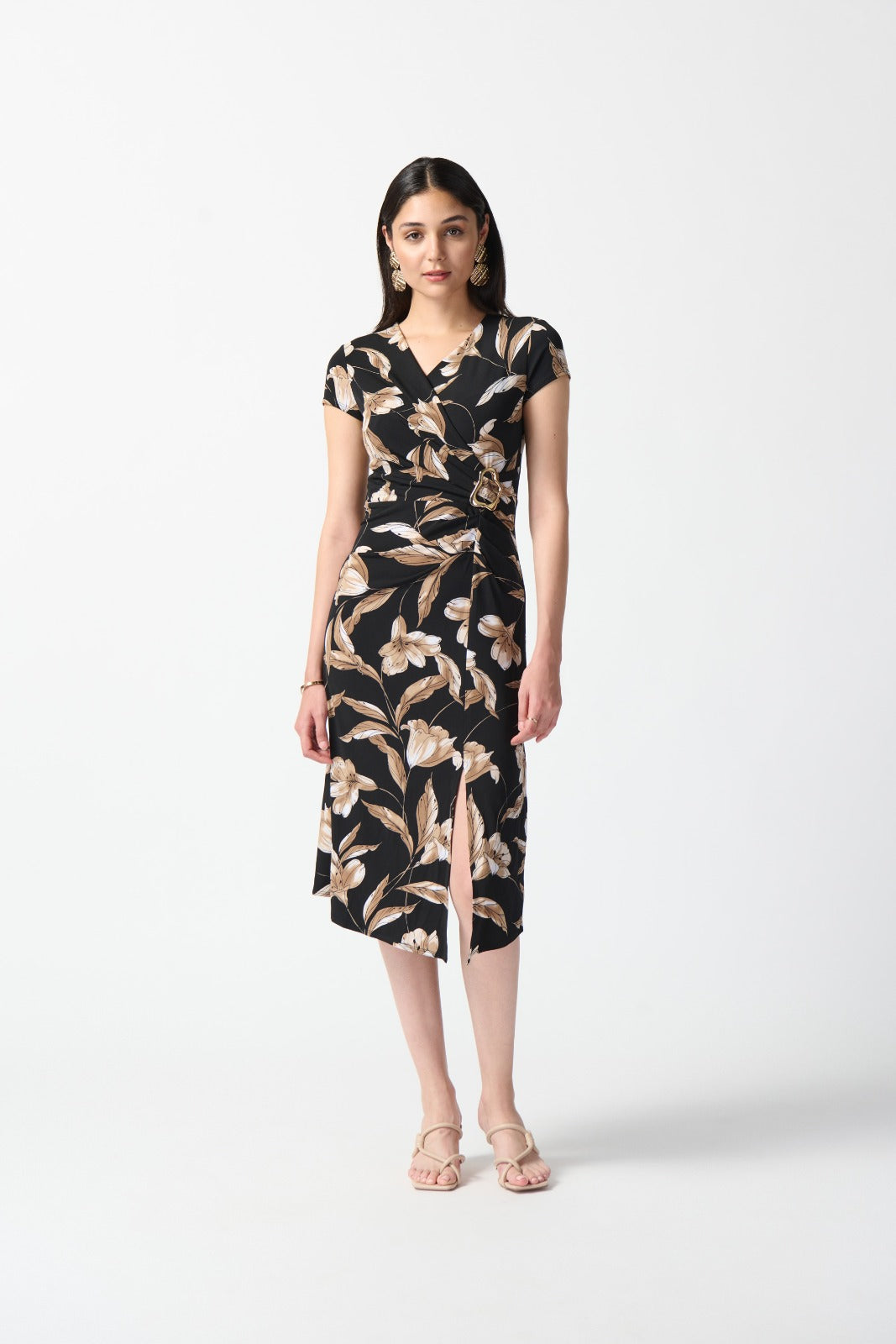 Joseph Ribkoff Black/Multi Floral Print Fit and Flare Dress Style 242190