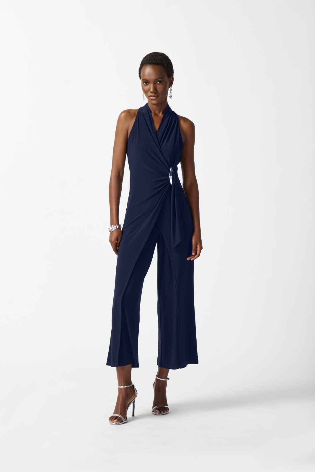 Joseph Ribkoff Midnight Blue Wrap Culotte Jumpsuit Style 242197