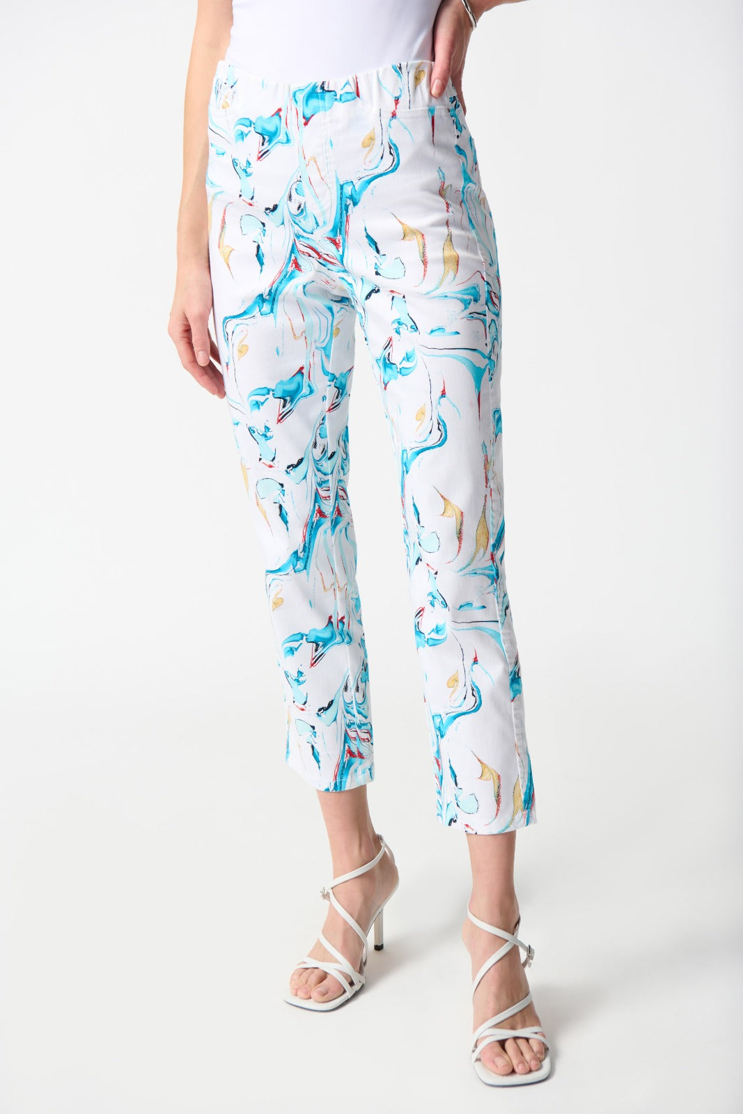 Joseph Ribkoff Denim Abstract Print Slim Cropped Pants Style 242923