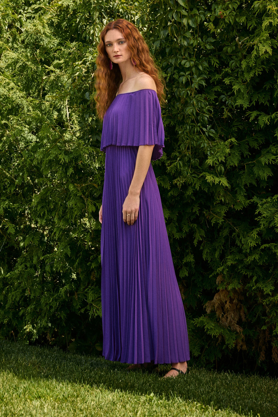 Joseph Ribkoff Majesty Off-The-Shoulder Pleated Dress Style 242926 Joseph Ribkoff Majesty Off-The-Shoulder Pleated Dress Style 242926